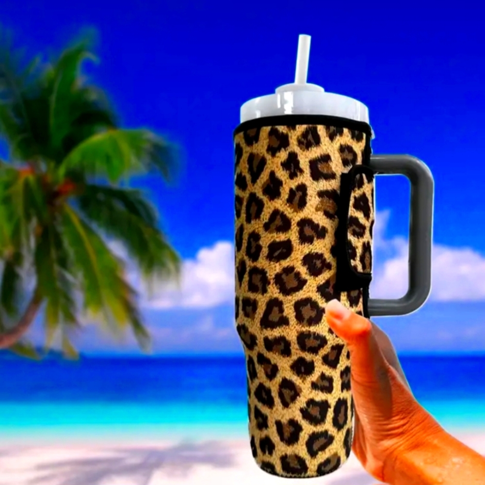 1pc Non-slip Leopard Printed Cup Insulated Cover For 1200ml/40oz Tumbler, Scratc
